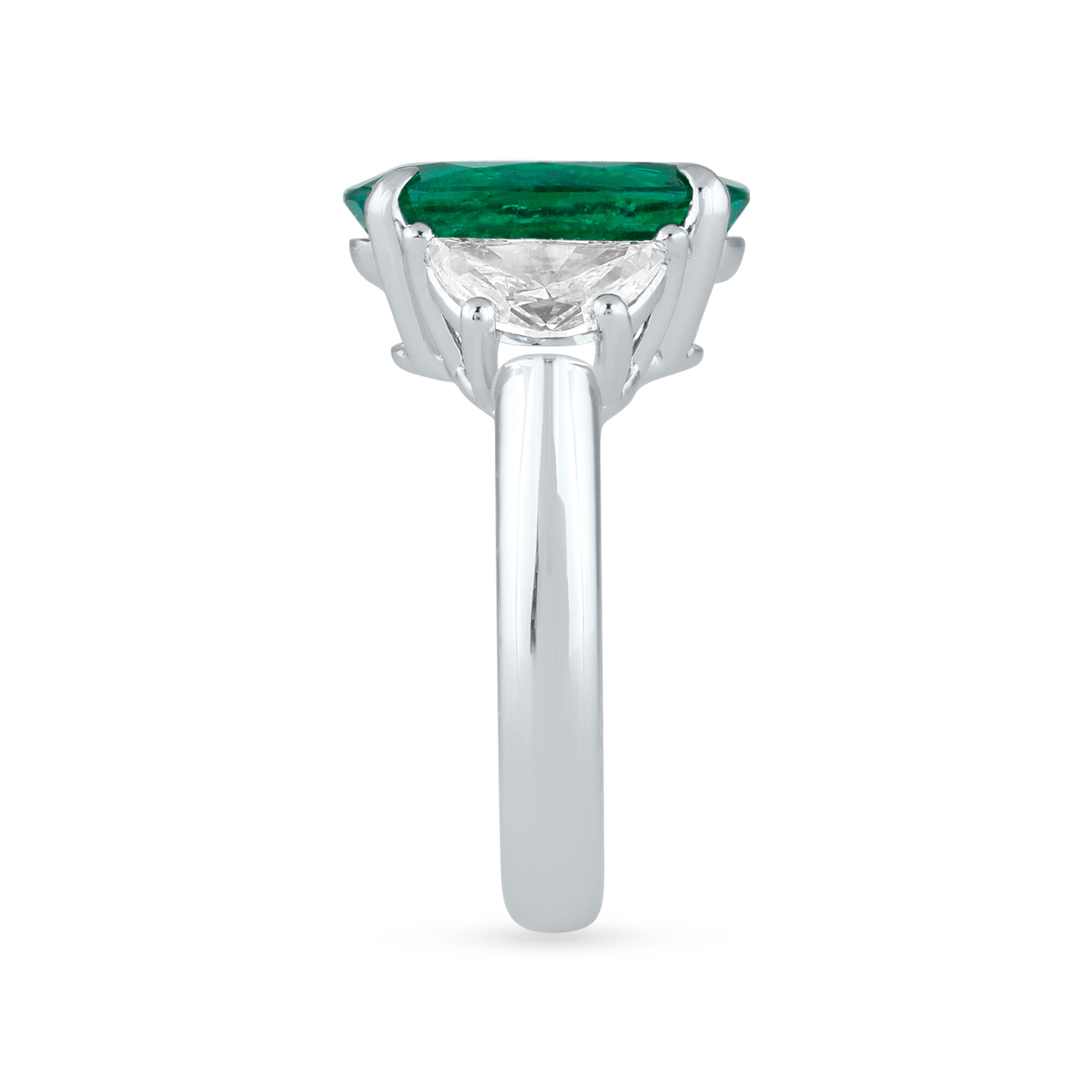Birks Pure Desire Emerald Oval Cut Ring with Diamonds in White Gold Maison Birks